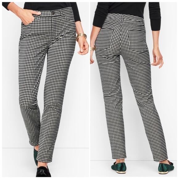 Talbots High Waist Straight Leg Plush Trousers Gingham Pants 16P NWT Preppy - Picture 1 of 13